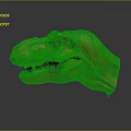 Orange Red T Rex Head Model With Black Spots Open Mouth And Sharp Teeth 3d model