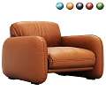 Modern Green Leather Single Seater Sofa with Rounded Arms and Plush Backrest Design