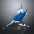 Aquatic Animal Blue Swordfish 3D Model With Long Bill And Dorsal Fin Features