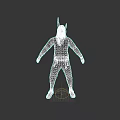 Game Character Design With Red Horns Silver Long Hair Black Top Red Black Pants