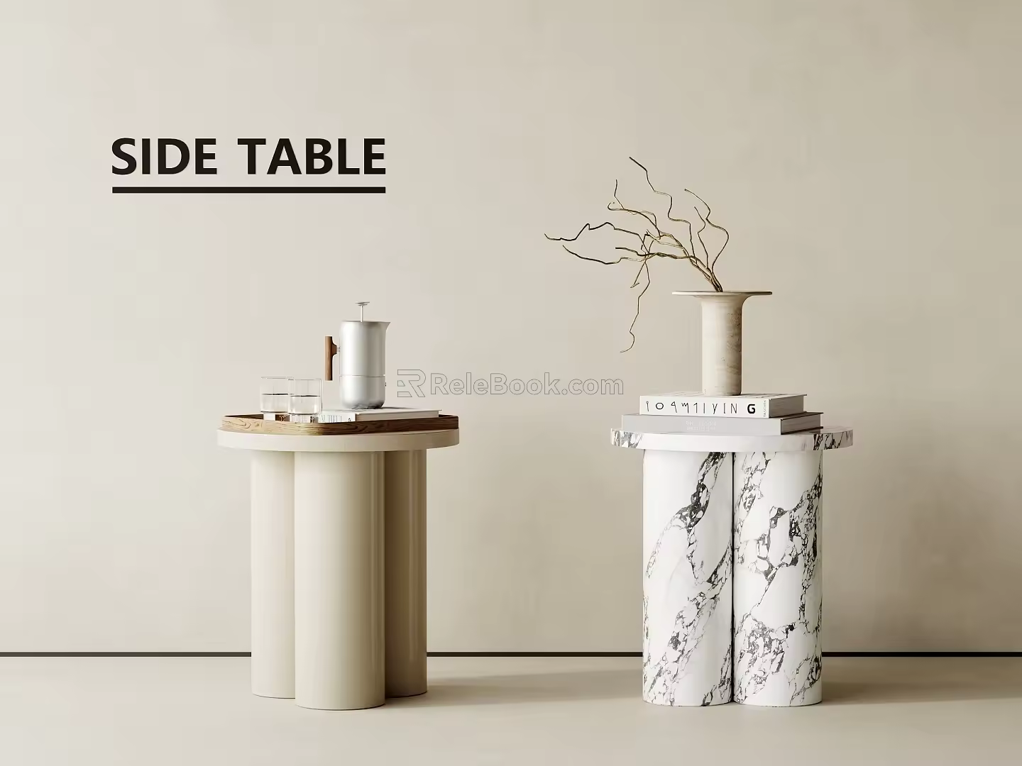Modern side table modern decorative ornaments combination 3d model