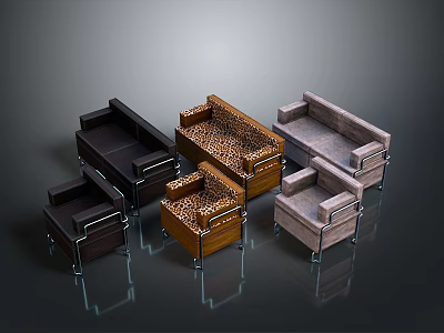 Furniture Collection Featuring Various Style Sofas And Chairs With Different Upholstery 3d model