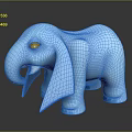 Blue Elephant Toy With Cartoon Design Smooth Surface And Glossy Finish For Kids