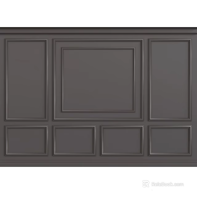 Dark Framed Decorative Panel With Multiple Rectangular Sections And Framed Edges 3d model