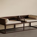 Modern Chinese Style Wooden Daybed With Cushions And Side Tea Table
