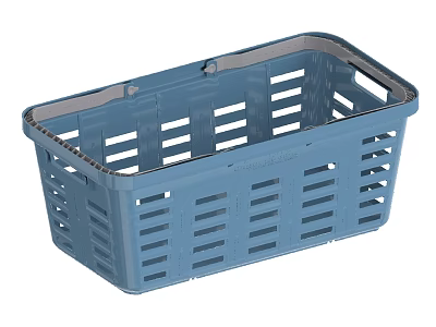 Durable Blue Plastic Ventilated Storage Basket With Open Handle Design 3d model