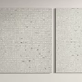 Two Square White Artworks With Grid Texture And Small Square Patterns