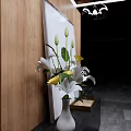 Casual Lounge Area Design With Hanging Lights Wooden Decor Black Cabinet And Green Plants
