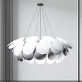 Modern Chandelier with White Circular Slices Petal Shaped Design and Soft Light Shining Through