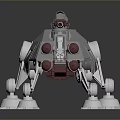 White Mechanical Sci Fi Quadruped Creature With Red Cannon And Legs 3d model