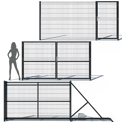 Metal Wire Fence With Grid Design And Multiple Panels For Home Safety 3d model