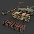 Construction Site Featuring Stacked Steel Pipes Containers Tool Boxes Scaffolding And Materials 3d model