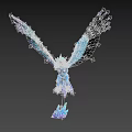 Mythical Flying Creature With Blue And Purple Wings Crown On Head And Ice Crystal Decorations