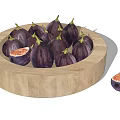 Fresh Purple Figs Arranged in Wooden Bowl with Halved Fig