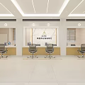 China Minsheng Bank ADC Lobby Interior With Counter Chairs White Floor And Ceiling Lights