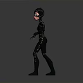 Catwoman 3D Model With Black Bodysuit Cat Ear Mask Red Lips Clawed Hands Standing Pose