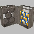 Sports Equipment Storage With Wooden Boxes Containing Basketballs And Volleyballs