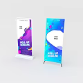 Colorful Roll Up Display Stands With Purple Pink Blue Yellow Gradient Design