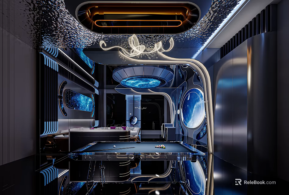 Futuristic KTV Interior With High Tech Lighting And Decor 3d model