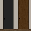 Modern Interior Doors With Black And Wooden Panels And Golden Handles