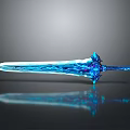 Blue Crystal Encrusted Fantasy Sword With Elaborate Design And Shiny Surface