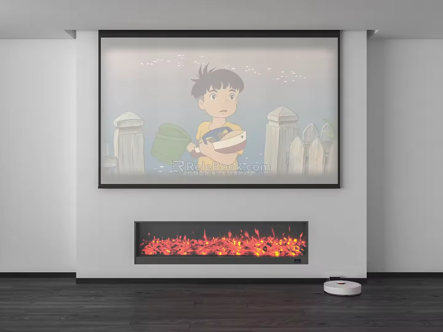 Modern projection curtain fireplace sweeping robot 3d model