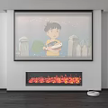 Modern projection curtain fireplace sweeping robot 3d model