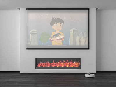 Modern projection curtain fireplace sweeping robot 3d model