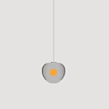 Light Beige Spherical Shade Pendant Light With Vertical Striped Design Hanging On Gray Background 3d model