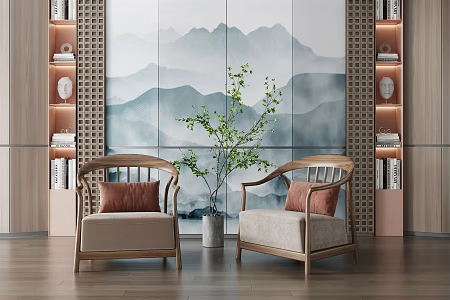 New Chinese Style Leisure Sofa Combination Leisure Chair 3d model
