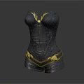 Fashionable Navy Blue Leather Corset Featuring Gold Accents And Elegant Design