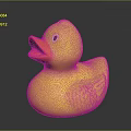 Yellow Rubber Duck Toy with Orange Beak on Smooth Dark Surface 3d model