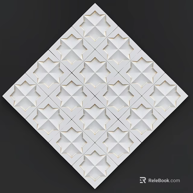 White Geometric Pattern 3D Wall Tiles With Textured Design And Modern Decorative Lines 3d model 