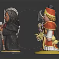 Colorful Character And Creature Figurines Featuring Armored Warriors Robed Mages Colored Bases