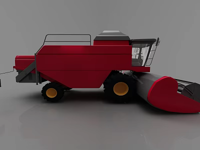 Red Combine Harvester With Large Yellow Wheels Harvesting Equipment And Cab For Agricultural Use 3d model