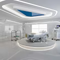 Modern Medical Ward Interior With White Lighting Adjustable Medical Bed And Equipment