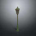 Green Vintage Street Lamp With Ornate Metal Post And Decorative Design