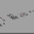 Group of People with Bags Standing in Various Formations in Open Space