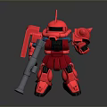Detailed Red Robot Character with Mechanical Armor and Weapon Design Features