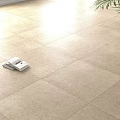Light Beige Floor Tiles With Natural Texture Neatly Laid And Open Book Green Plant Leaves