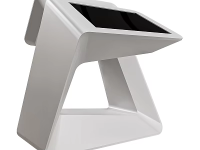 Modern Public Self Service Kiosk With White Design And Digital Display Screen 3d model