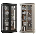 Glass Door Cabinets With Display Plates Vases And Books In Black And Light Colors