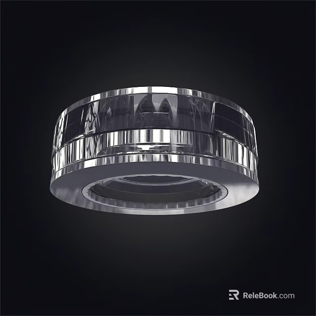 Elegant Modern Round Ceiling Light With Metallic Circular Reflective Design 3d model