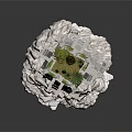 3D Fantasy Tower Model With White Structure Green Spire And Detailed Base