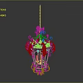 Ornate Vintage Metal Chandelier Furniture With Glass Panels And Scroll Design