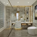 Modern Bedroom Interior With Skylight Gray Headboard Wall Area Rug And Orange Stool
