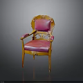 Classic Carved Wooden Chair With Pink Upholstery Ornate Backrest And Armrests