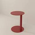 Modern Red Round Side Table With Circular Top And Single Column Base Design 3d model