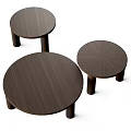 Round Wooden Coffee Table Set with Cylindrical Legs and Minimalist Design