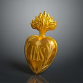 Golden Heart Shaped Hardware Tool With Flame Top And IHS Engraving